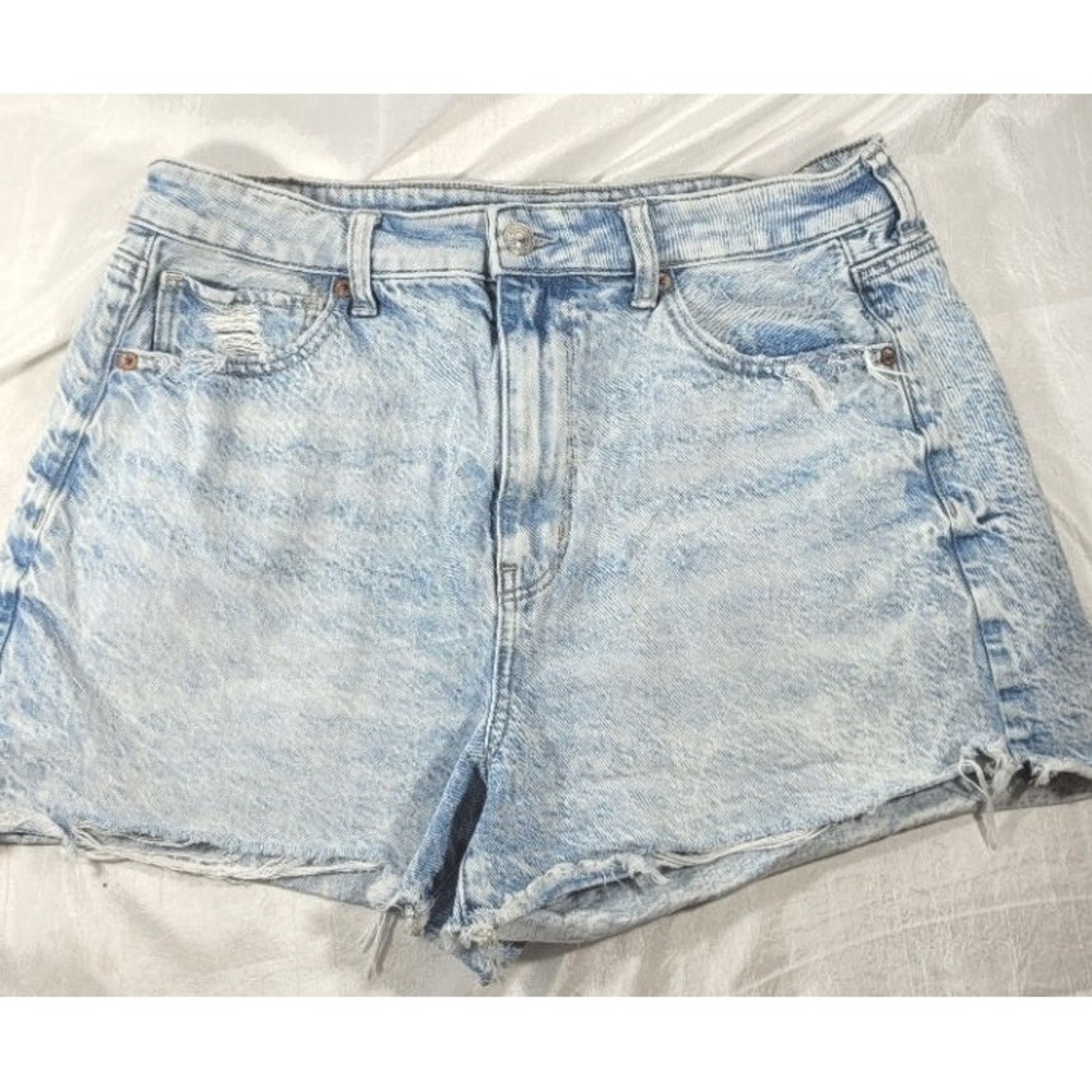 American Eagle Women's Comfort Stretch Waistband Distressed Raw Hem Shorts - 12